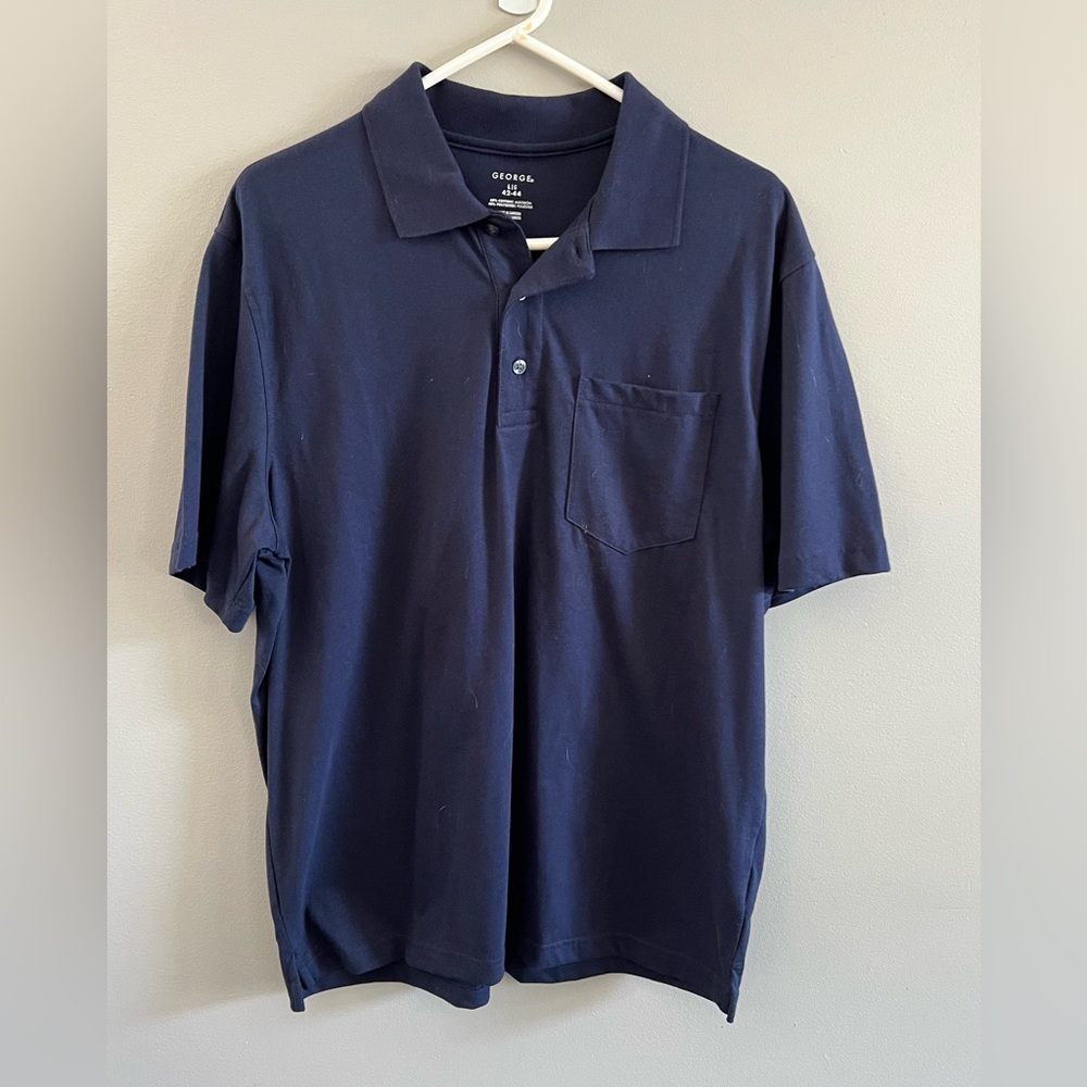 George Dark Blue Cotton Blend Polo Shirt